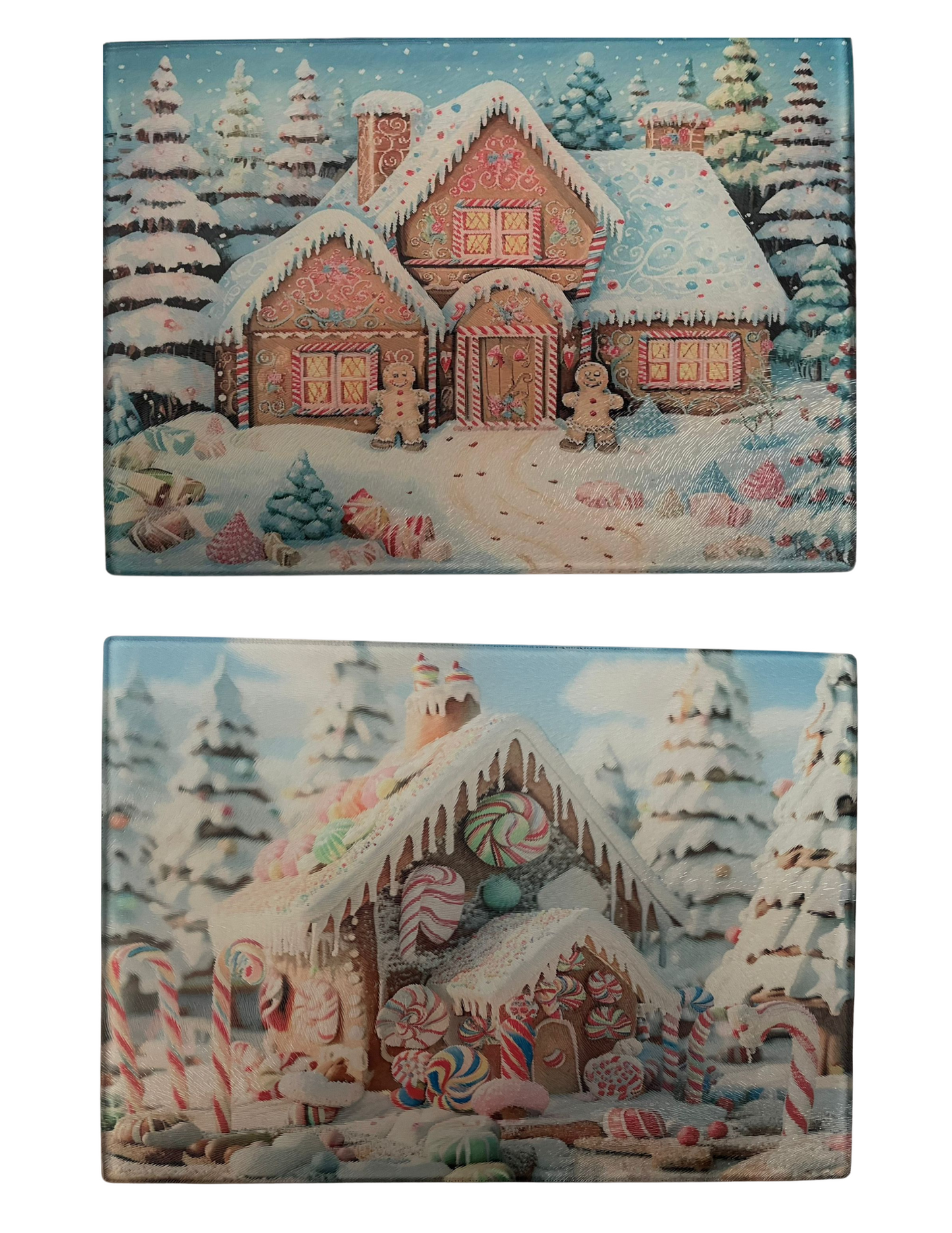 Textured Tempered Glass Cutting Board - Gingerbread House