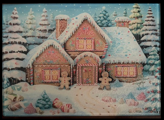 Textured Tempered Glass Cutting Board - Gingerbread House