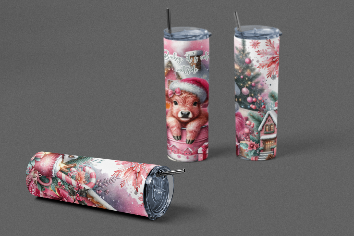 20oz Skinny Straight Stainless Steel Tumbler - Baby It's Cold Outside